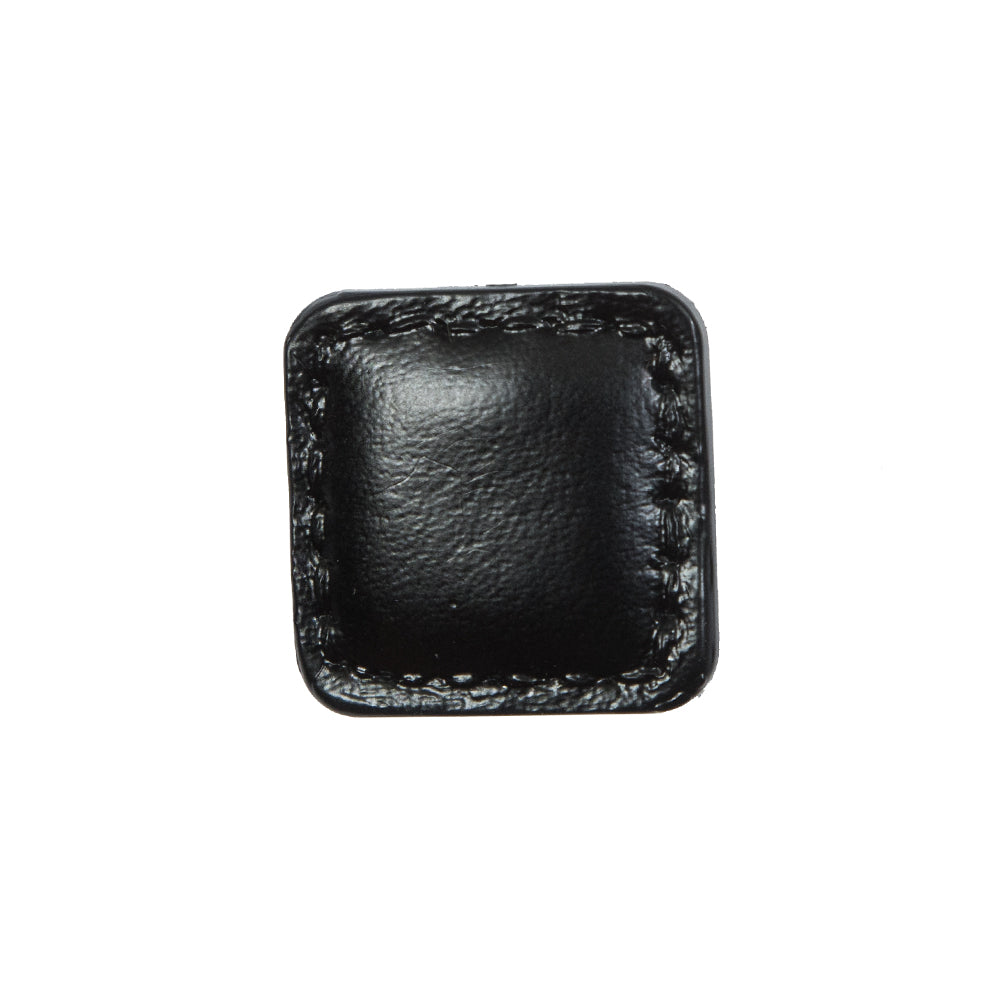 Black Square Topstitched Shank Back Button - 33L/21mm Black Square Topstitched Shank Back Button - 33L/21mm