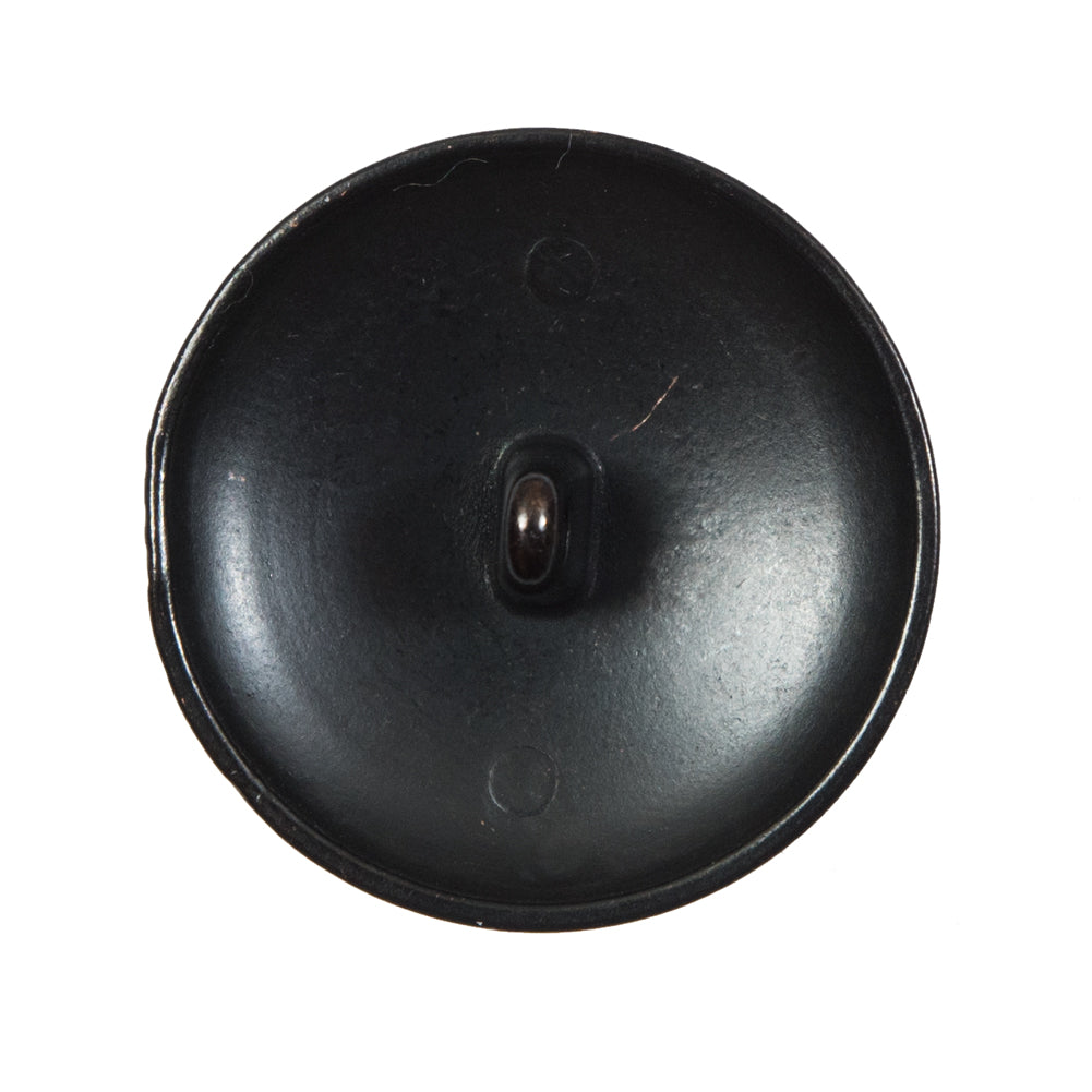 Italian Black Ribbed Metal Shank Back Button - 44L/28mm Detail Italian Black Ribbed Metal Shank Back Button - 44L/28mm Detail