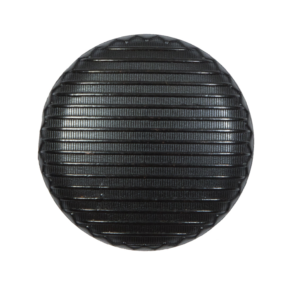 Italian Black Ribbed Metal Shank Back Button - 44L/28mm Italian Black Ribbed Metal Shank Back Button - 44L/28mm