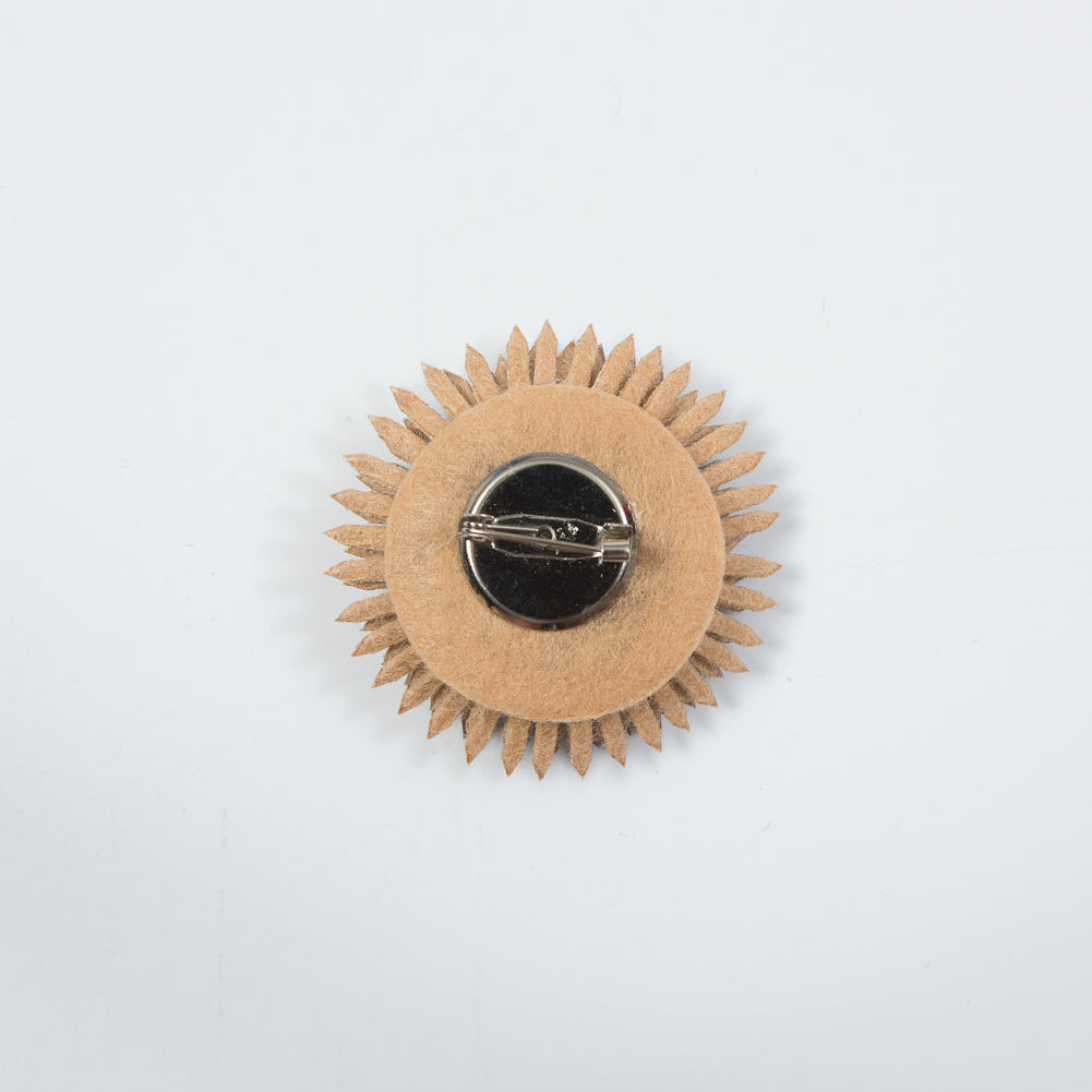 Italian Gold Faux Leather Flower Brooch- 2" Detail Italian Gold Faux Leather Flower Brooch- 2" Detail