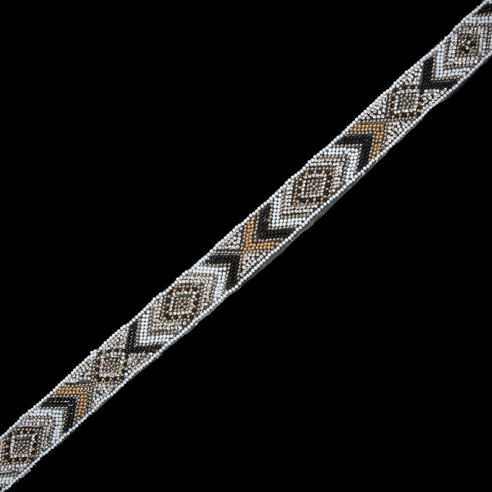 White/Black/Silver/Gold "Iron On" Beaded & Rhinestone Trim - 1" White/Black/Silver/Gold "Iron On" Beaded & Rhinestone Trim - 1"