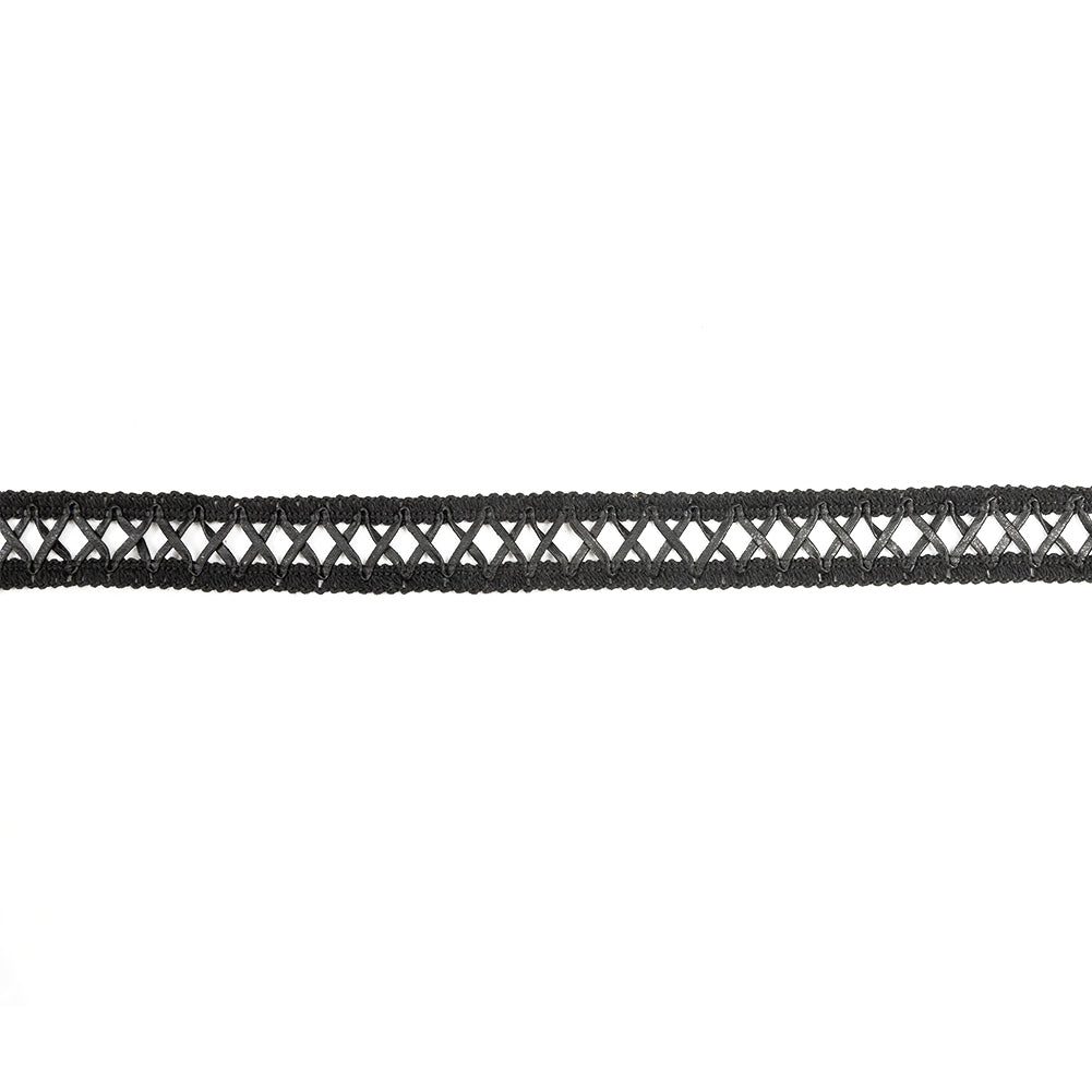 Italian Black Braided Faux Leather Trim - 1" Italian Black Braided Faux Leather Trim - 1"
