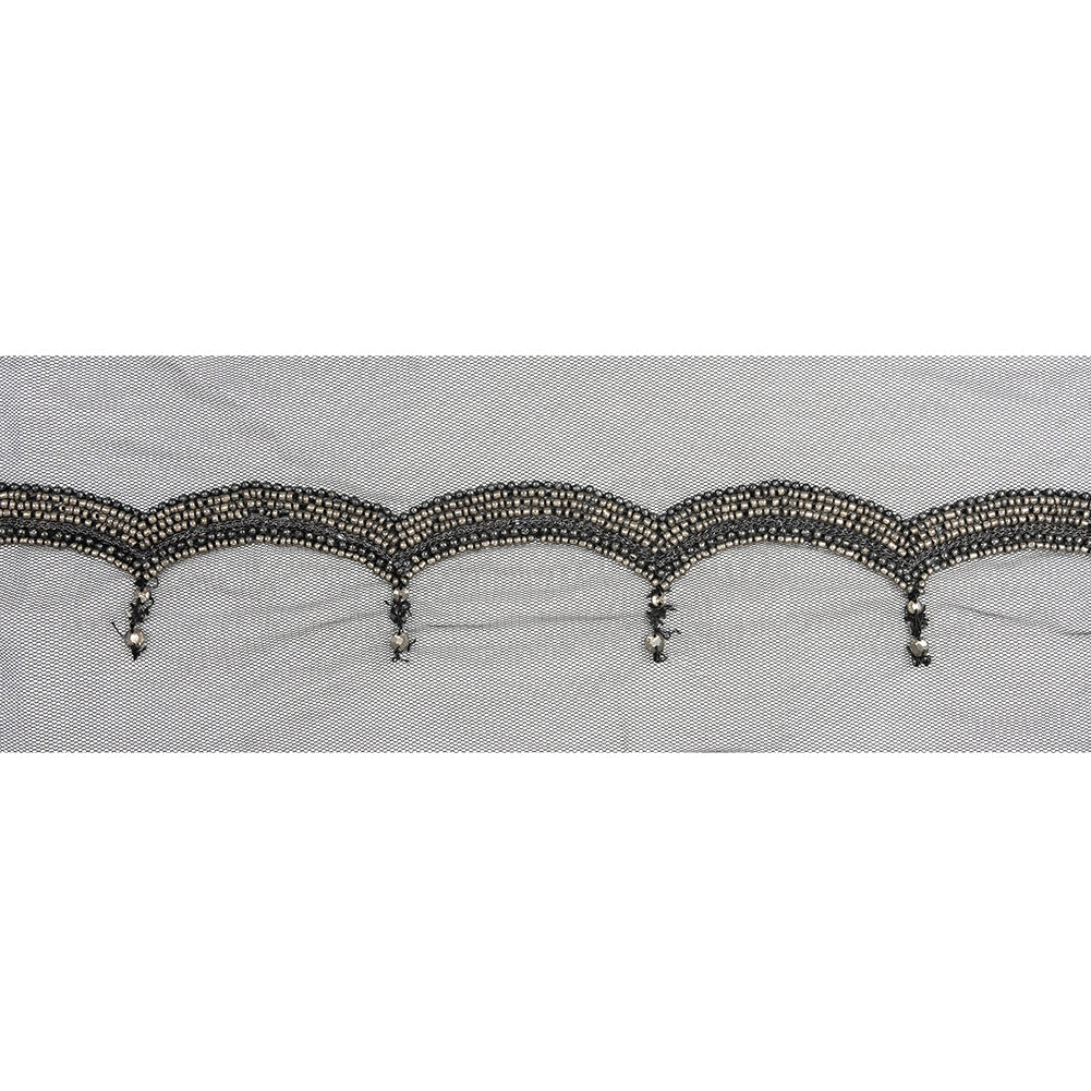 Italian Gray Beaded Scalloped Trim - 3.5" Italian Gray Beaded Scalloped Trim - 3.5"