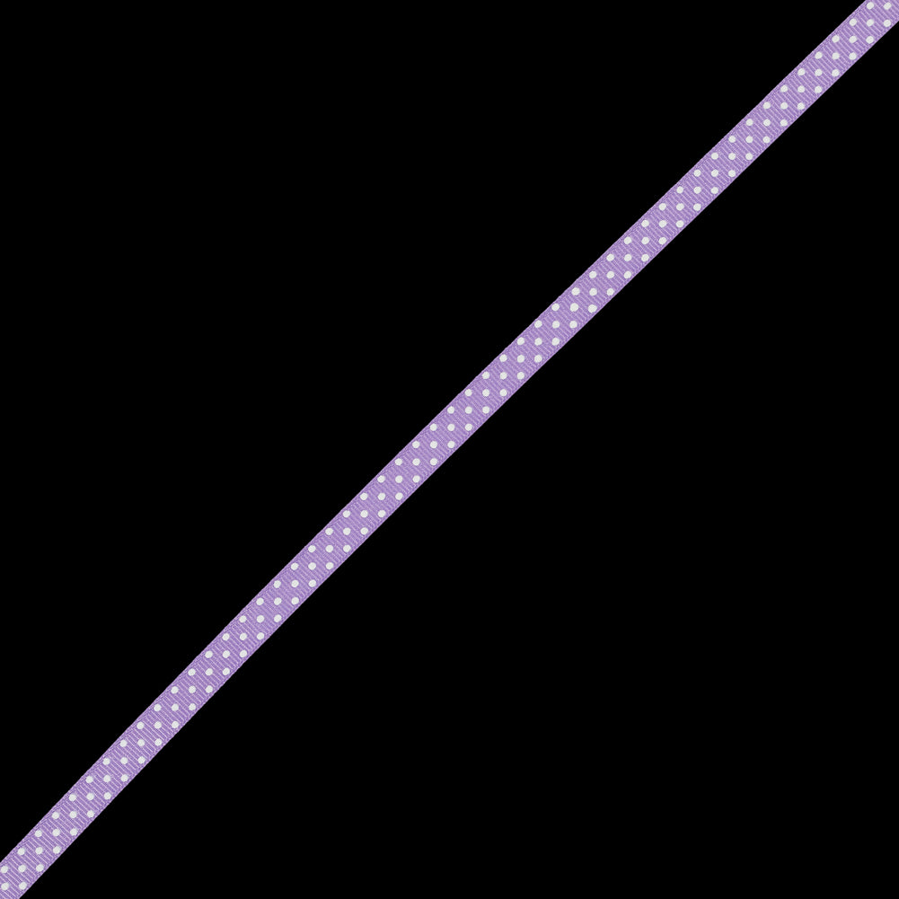 Orchid Grosgrain Ribbon with White Polka Dots - 0.375" Orchid Grosgrain Ribbon with White Polka Dots - 0.375"