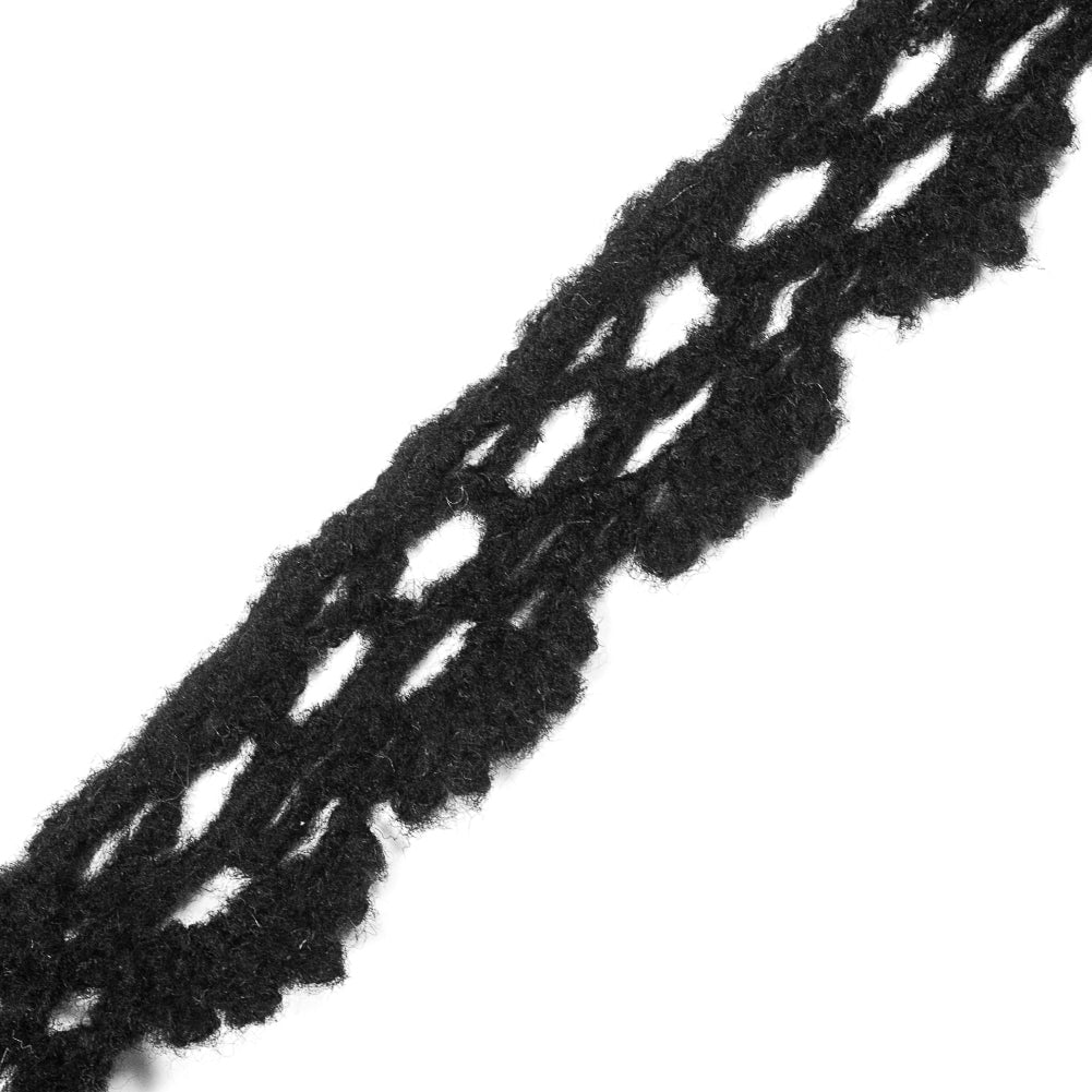 Black Crochet Wool Trim - 1.375" Detail Black Crochet Wool Trim - 1.375" Detail