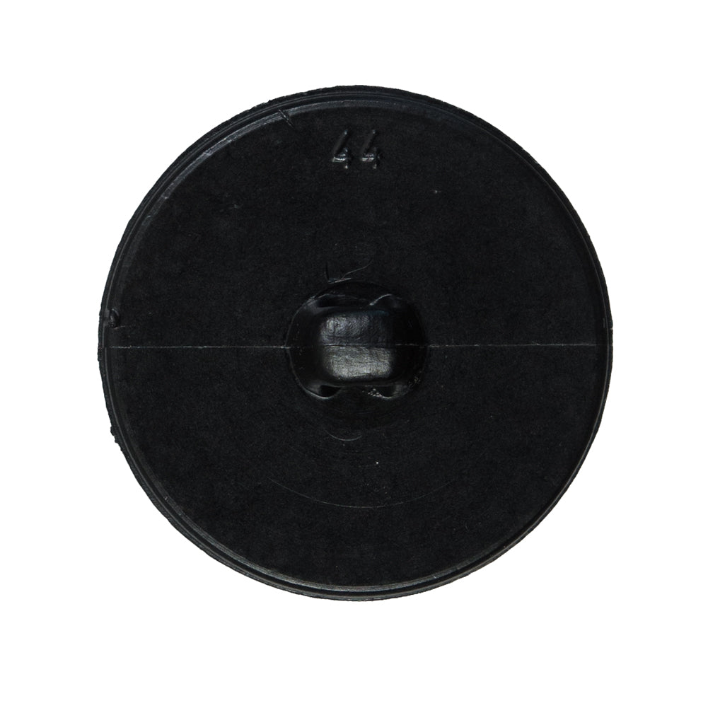 Black Cross Stitch Plastic Shank Back Button - 44L/28mm Detail Black Cross Stitch Plastic Shank Back Button - 44L/28mm Detail