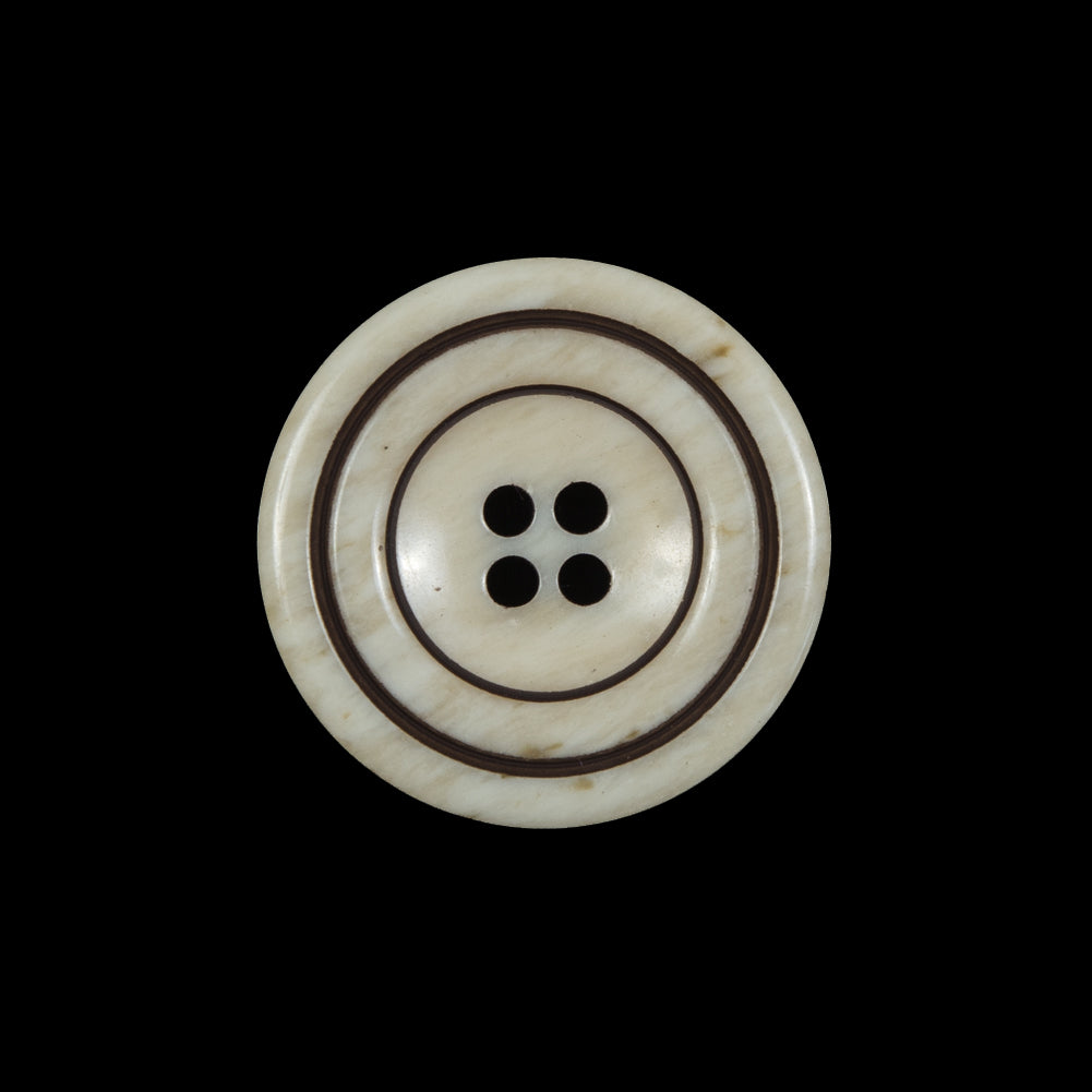 Cream and Brown Plastic 4-Hole Button - 36L/23mm Cream and Brown Plastic 4-Hole Button - 36L/23mm