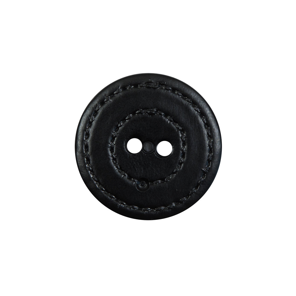 Black Faux Leather Plastic 2-Hole Button - 32L/20mm Detail Black Faux Leather Plastic 2-Hole Button - 32L/20mm Detail