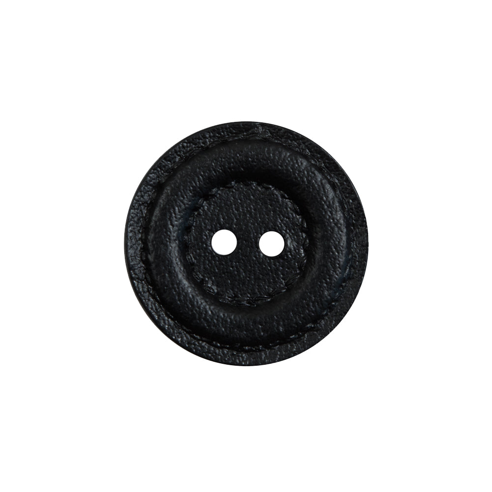 Black Faux Leather Plastic 2-Hole Button - 32L/20mm Black Faux Leather Plastic 2-Hole Button - 32L/20mm