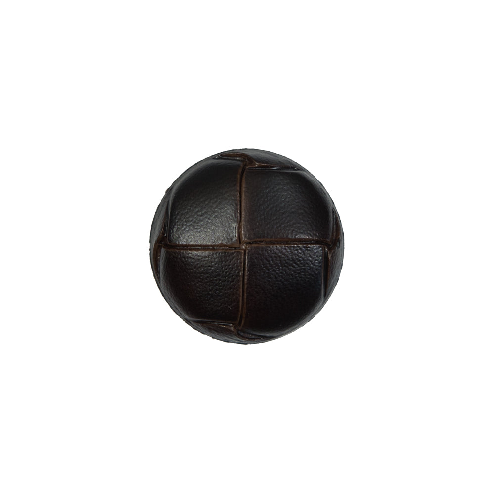 Brown Faux Leather Shank Back Button - 24L/15mm Brown Faux Leather Shank Back Button - 24L/15mm