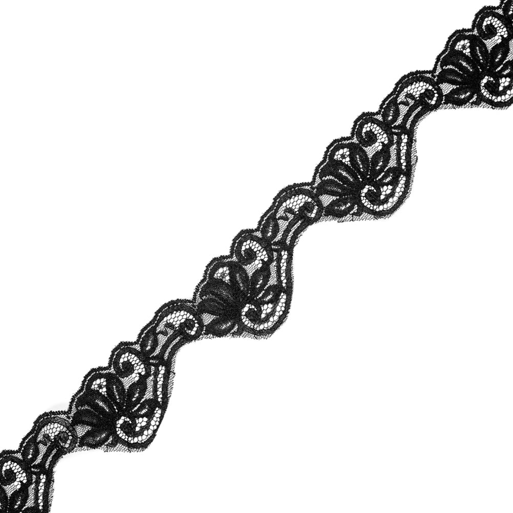 Black Floral Scalloped Lace Trim - 2.75" Black Floral Scalloped Lace Trim - 2.75"