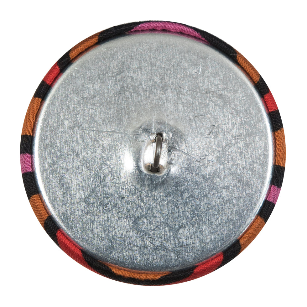 Black, Orange and Pink Striped Fabric Covered Button - 60L/38mm Detail