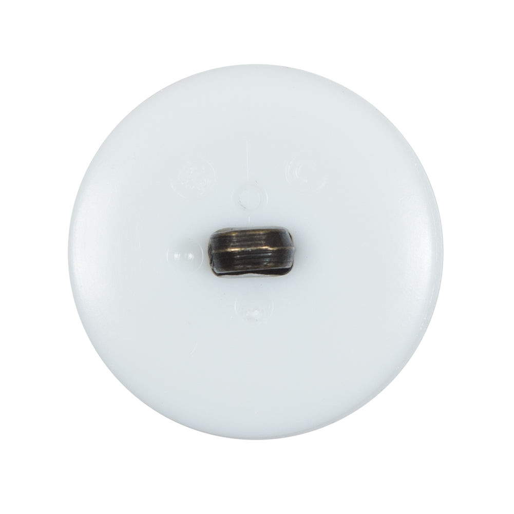 White and Antique Gold Plastic Shank Back Button - 44L/28mm Detail White and Antique Gold Plastic Shank Back Button - 44L/28mm Detail