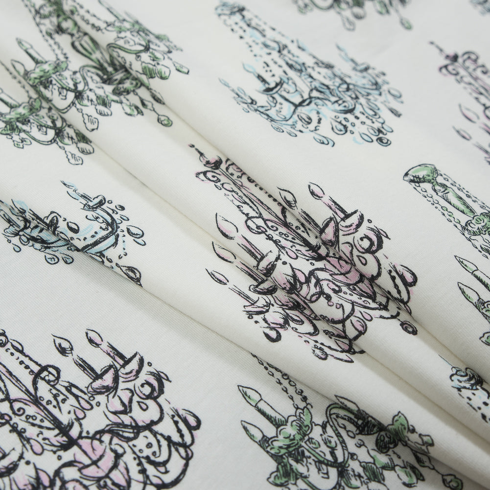 Pink and Green Chandeliers Cotton Jersey Detail Pink and Green Chandeliers Cotton Jersey Detail