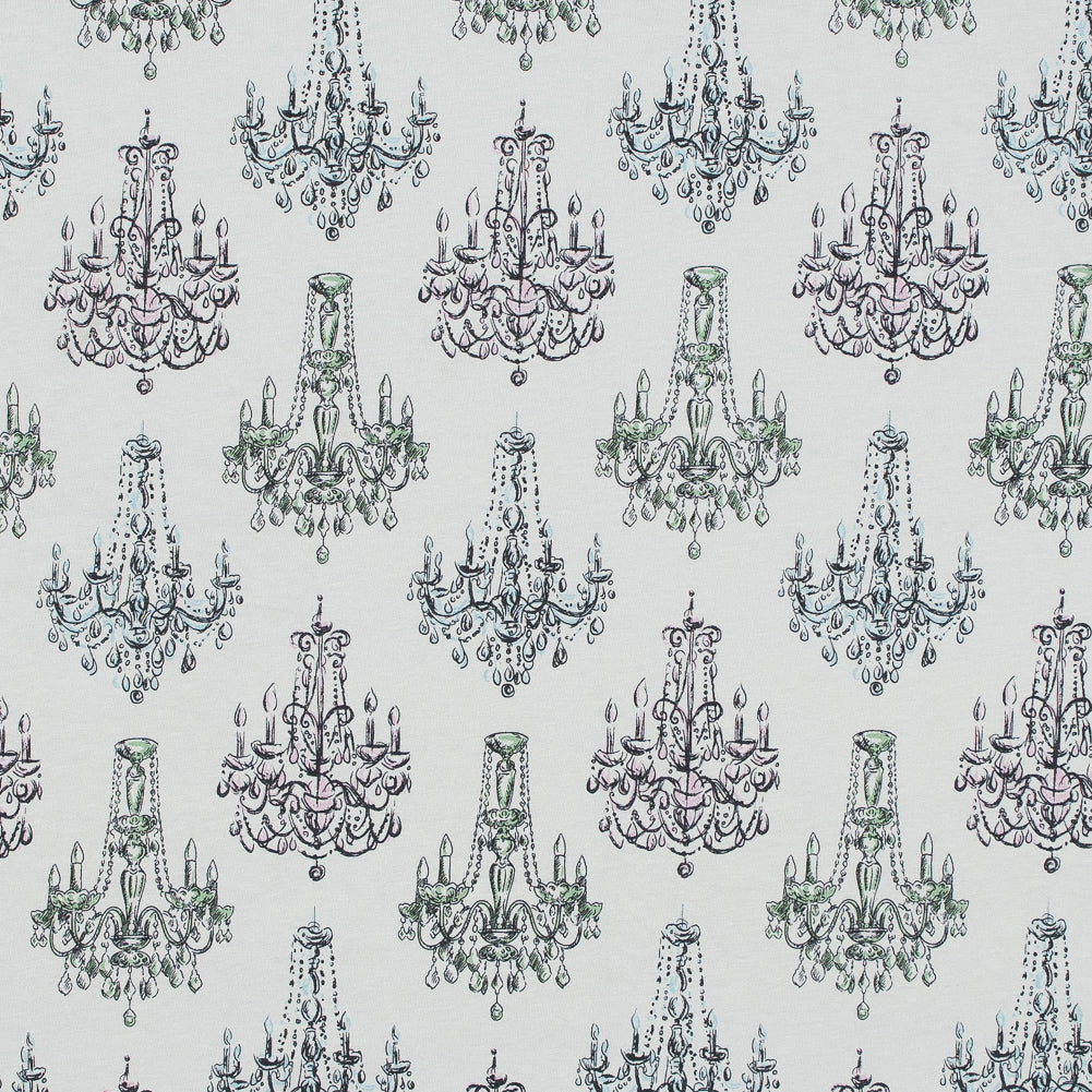 Pink and Green Chandeliers Cotton Jersey Pink and Green Chandeliers Cotton Jersey