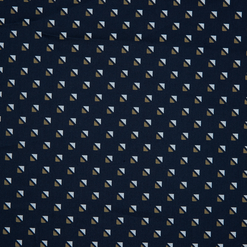 Navy Geometric Printed Cotton Twill Detail Navy Geometric Printed Cotton Twill Detail