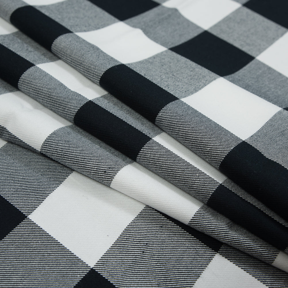 White and Black Buffalo Check Cotton Flannel Detail White and Black Buffalo Check Cotton Flannel Detail