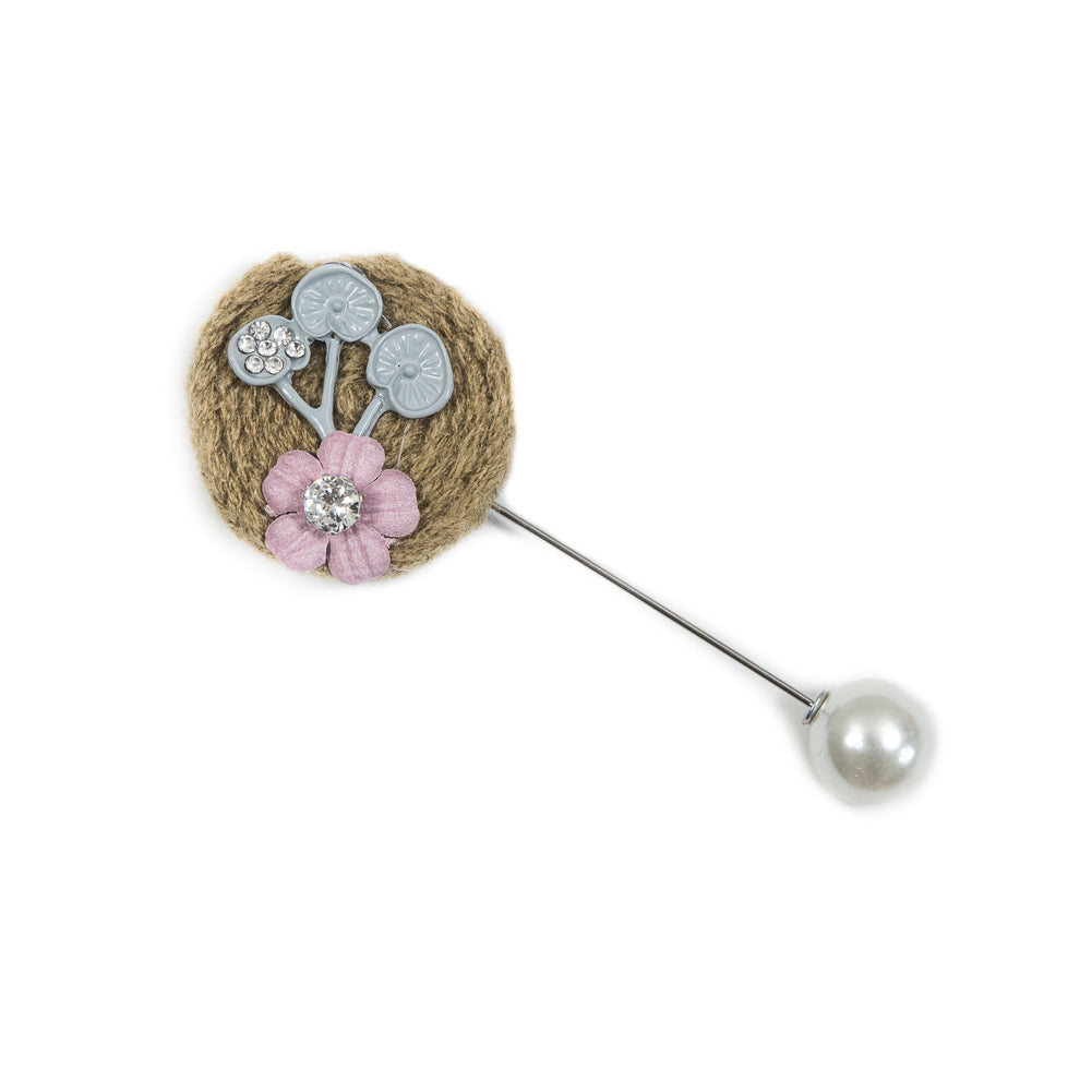 Italian Green and Gray Brooch with Pearl Closure - 3.5" Italian Green and Gray Brooch with Pearl Closure - 3.5"