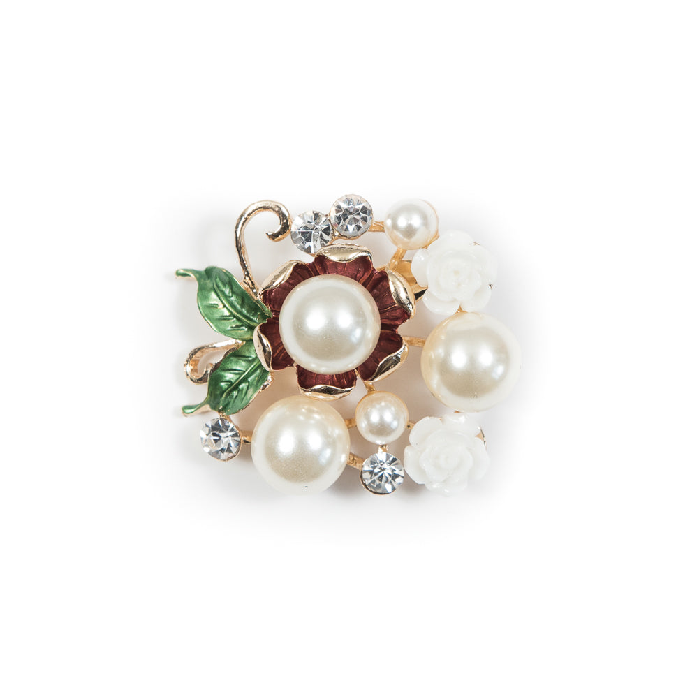 Italian Pearl and Rhinestone Brooch - 1.5" Italian Pearl and Rhinestone Brooch - 1.5"