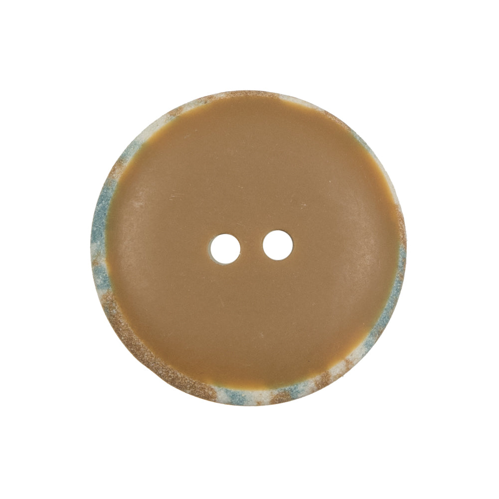 Beige and Blue 2-Hole Button - 40L/25.5mm Detail Beige and Blue 2-Hole Button - 40L/25.5mm Detail