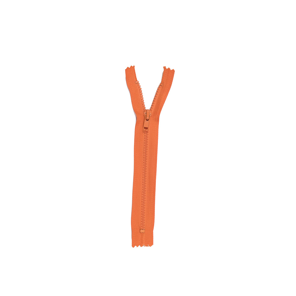 Orange Closed Bottom Plastic Molded Zipper - 6.5" Detail Orange Closed Bottom Plastic Molded Zipper - 6.5" Detail