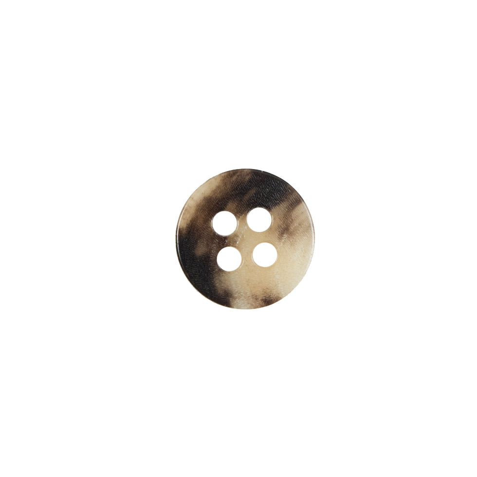 Brown and Beige Horn 4-Hole Button - 18L/11.5mm Brown and Beige Horn 4-Hole Button - 18L/11.5mm