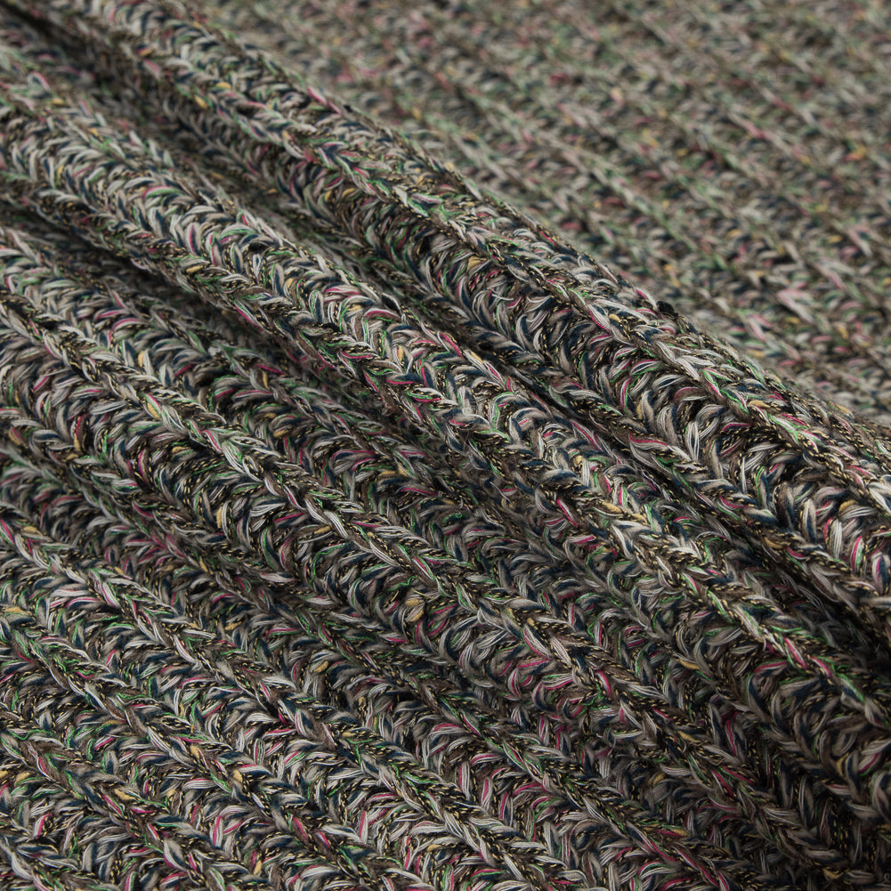 Italian Green and Pink Chunky Wool Knit Detail Italian Green and Pink Chunky Wool Knit Detail