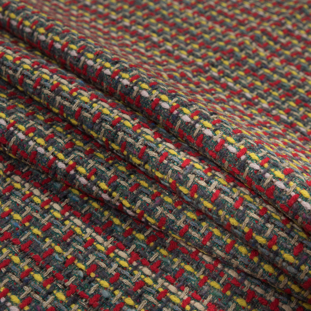 Red, Green and Yellow Woven Wool Tweed Detail Red, Green and Yellow Woven Wool Tweed Detail