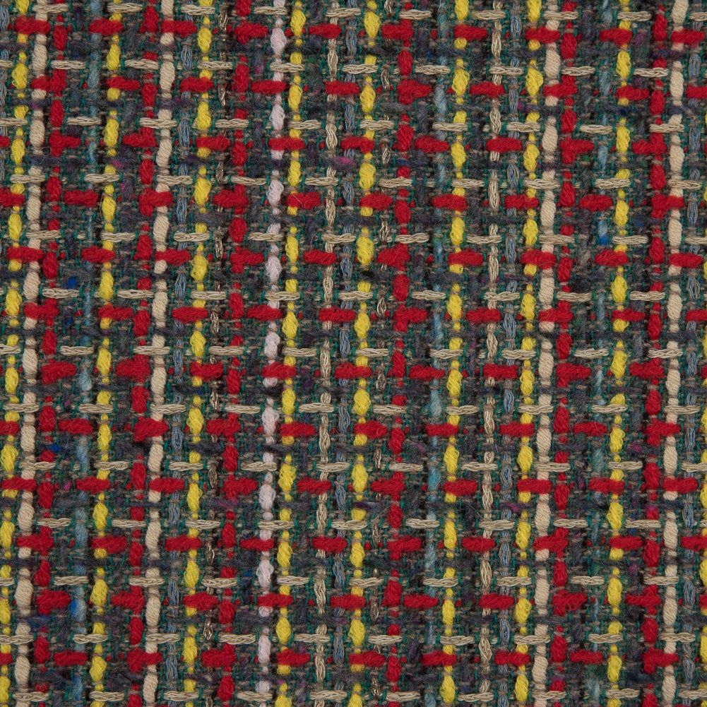 Red, Green and Yellow Woven Wool Tweed Full Red, Green and Yellow Woven Wool Tweed Full