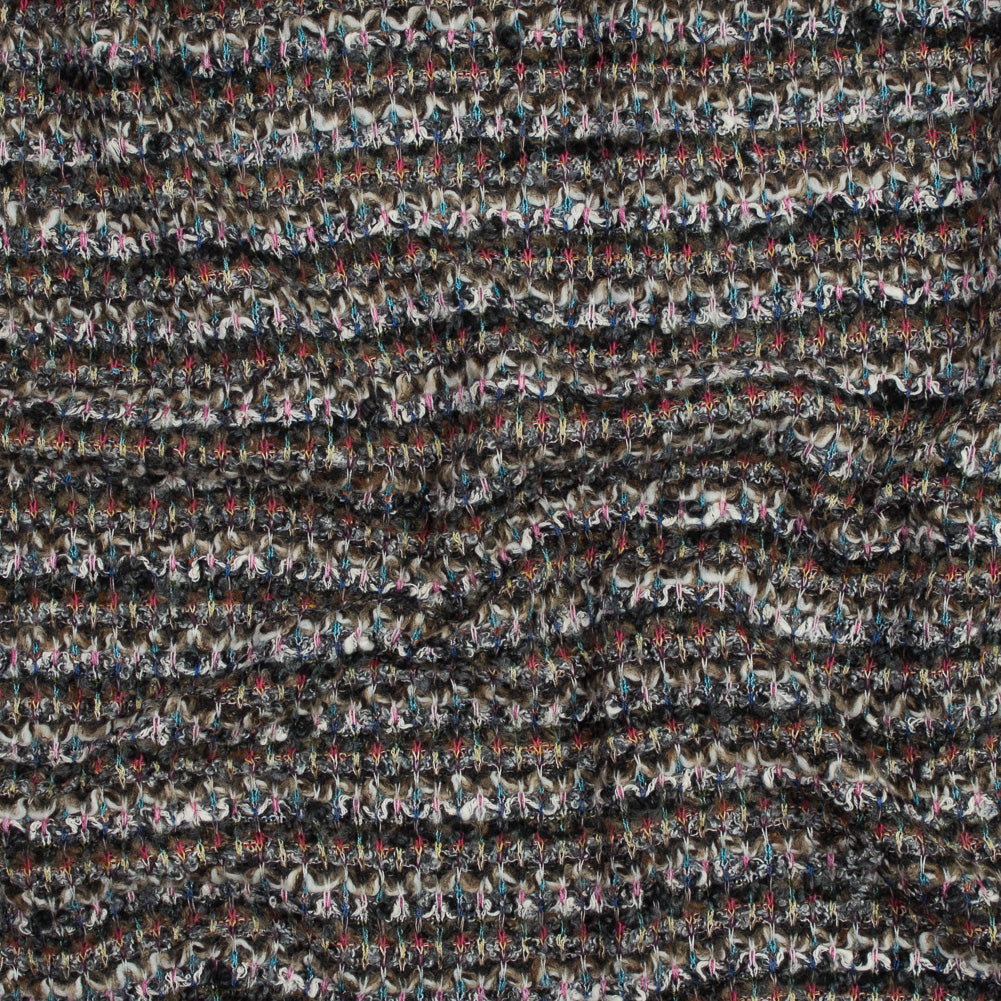 Italian Brown, Yellow and Pink Striped Wool Knit Italian Brown, Yellow and Pink Striped Wool Knit