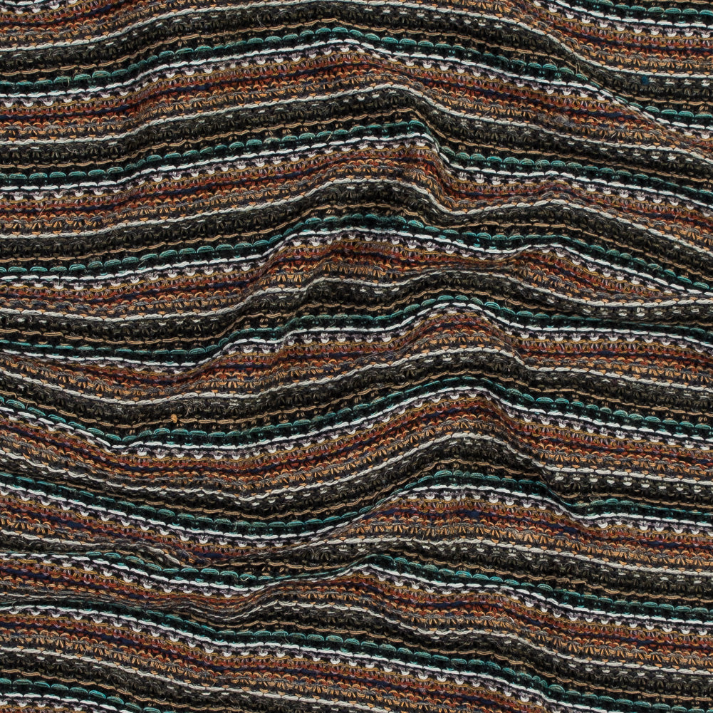 Italian Olive and Orange Striped Wool Knit Italian Olive and Orange Striped Wool Knit