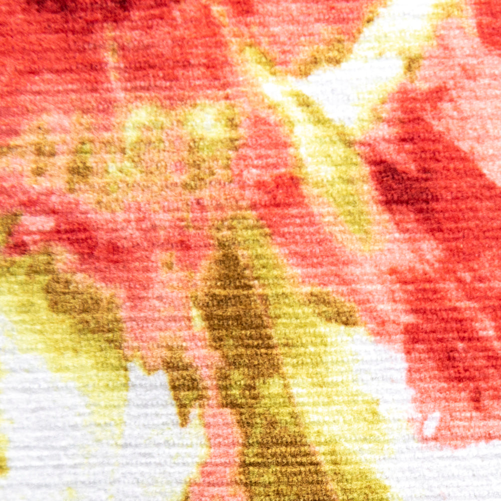 Coral, Yellow and Brown Floral Stretch Corduroy Panel Detail Coral, Yellow and Brown Floral Stretch Corduroy Panel Detail