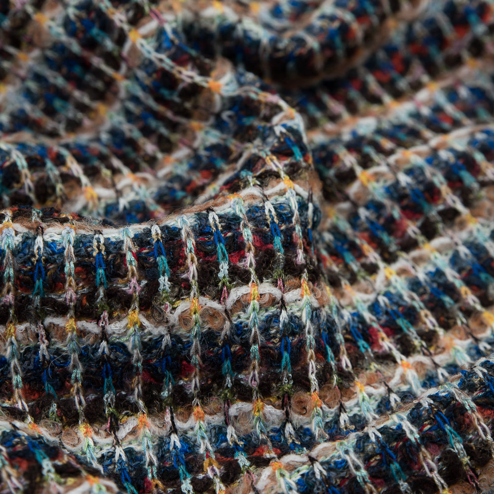 Italian Cobalt and Gamboge Striped Wool Knit Full Italian Cobalt and Gamboge Striped Wool Knit Full