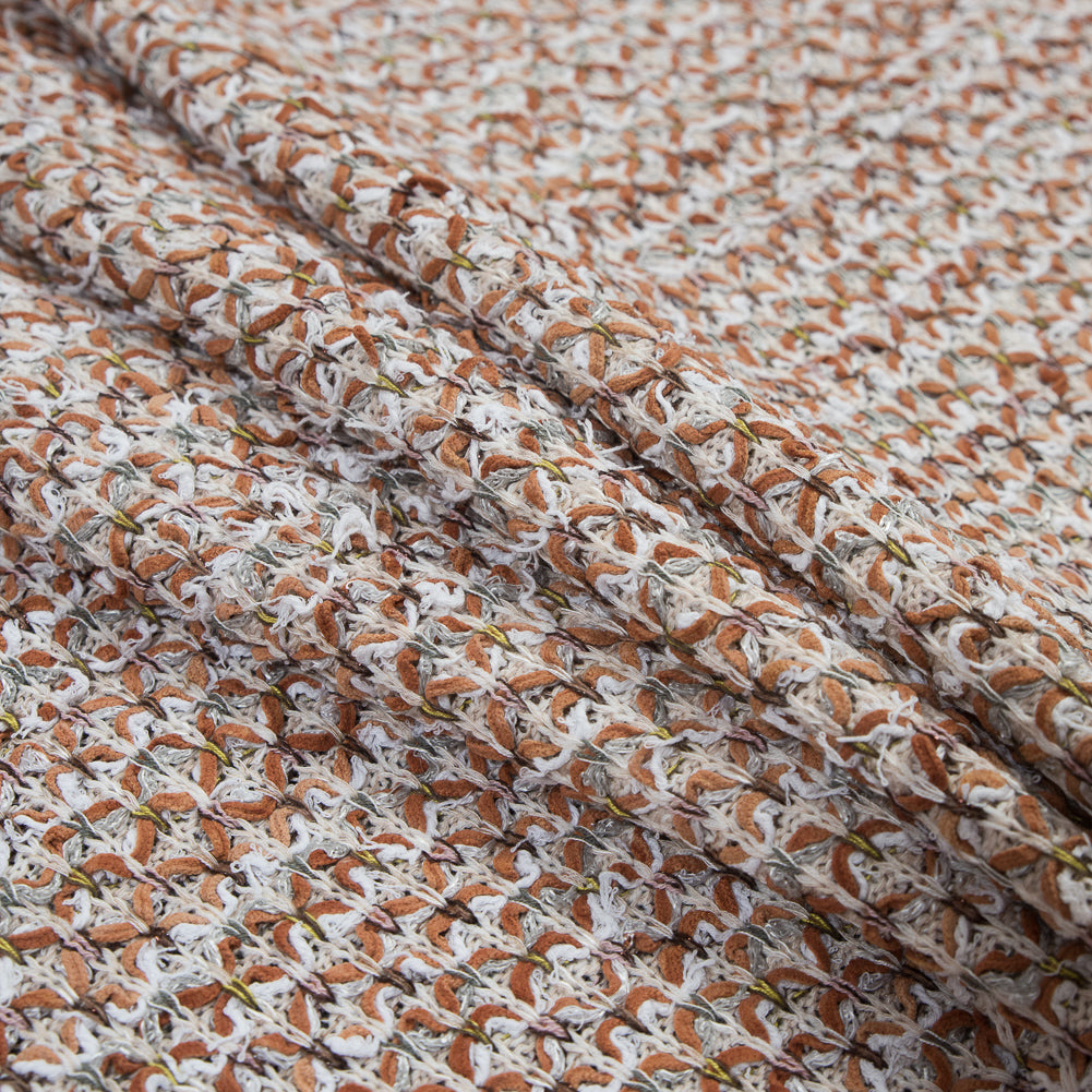 Italian White and Orange Blended Wool Knit Detail
