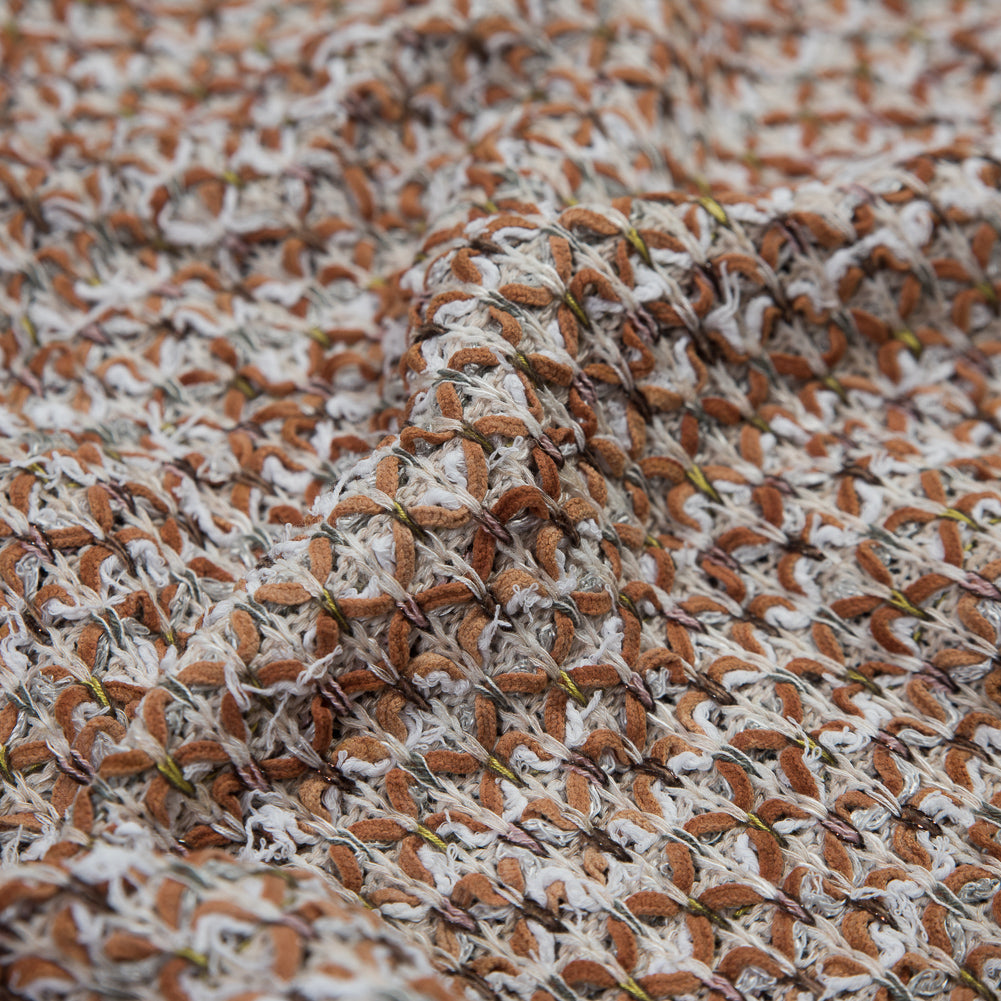Italian White and Orange Blended Wool Knit Full