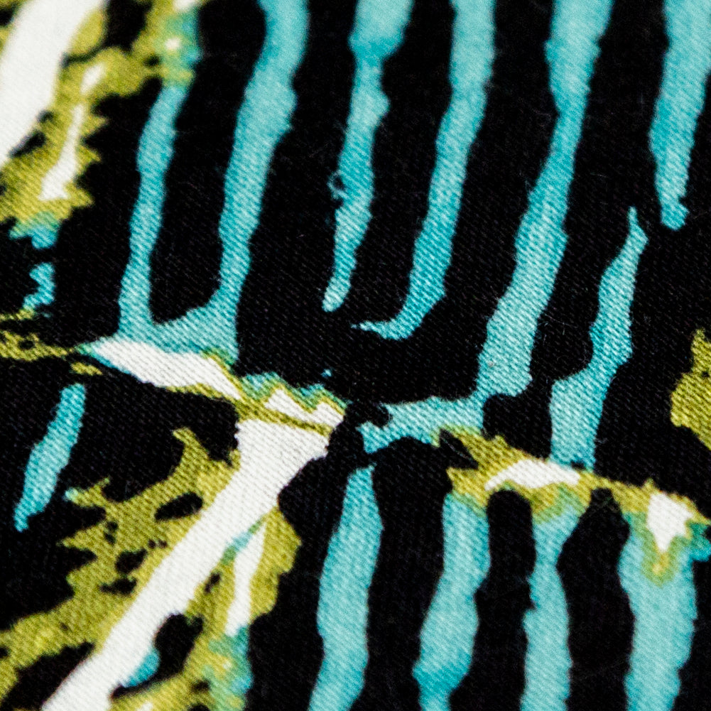 Blue Tiger Striped Diamond Printed Stretch Cotton Twill Full Blue Tiger Striped Diamond Printed Stretch Cotton Twill Full
