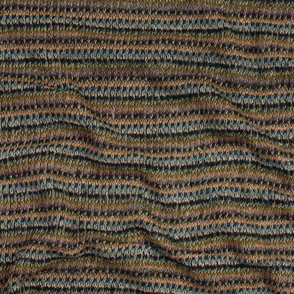 Italian Olive and Forest Green Striped Blended Wool Knit Italian Olive and Forest Green Striped Blended Wool Knit