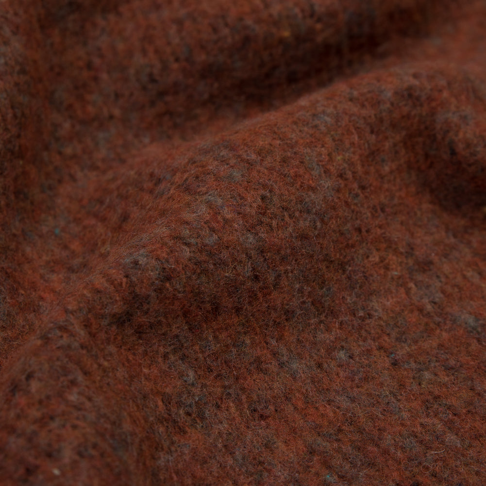 Italian Burnt Orange Double-Sided Brushed Chunky Wool Knit Full Italian Burnt Orange Double-Sided Brushed Chunky Wool Knit Full