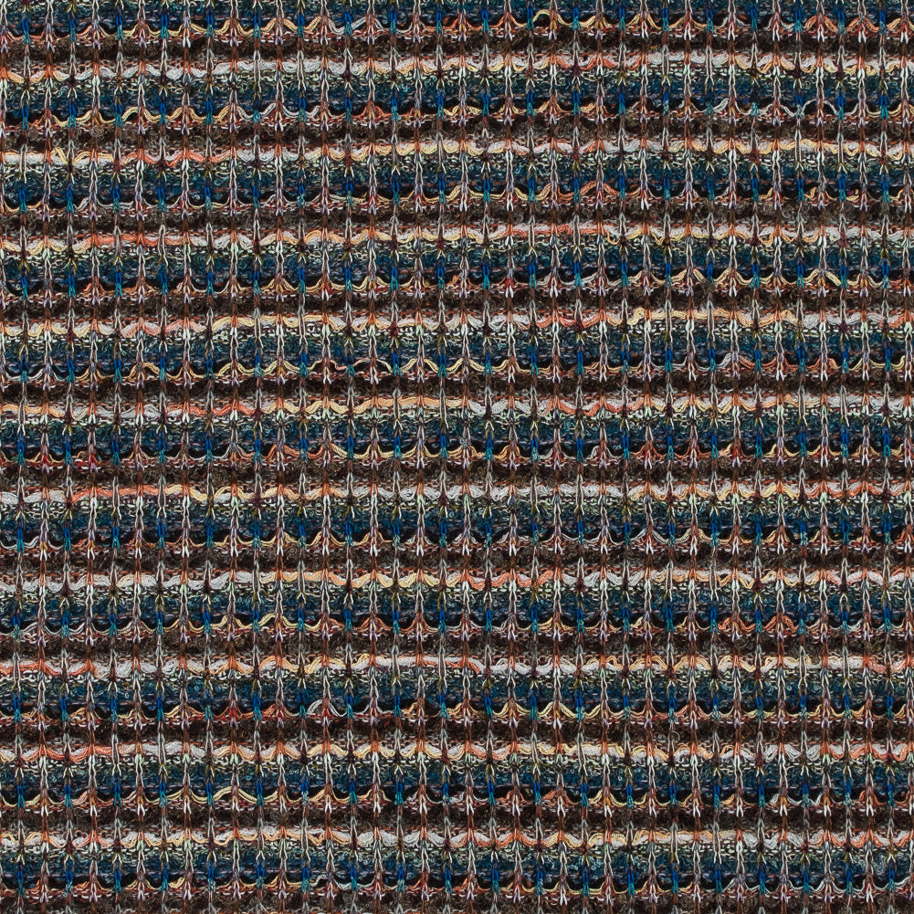 Italian Cobalt, Brown and Yellow Striped Wool Knit Italian Cobalt, Brown and Yellow Striped Wool Knit