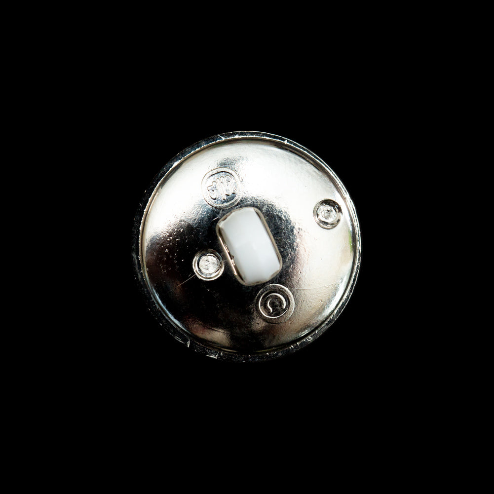 Italian White and Silver Shank Back Button - 32L/20mm Detail Italian White and Silver Shank Back Button - 32L/20mm Detail
