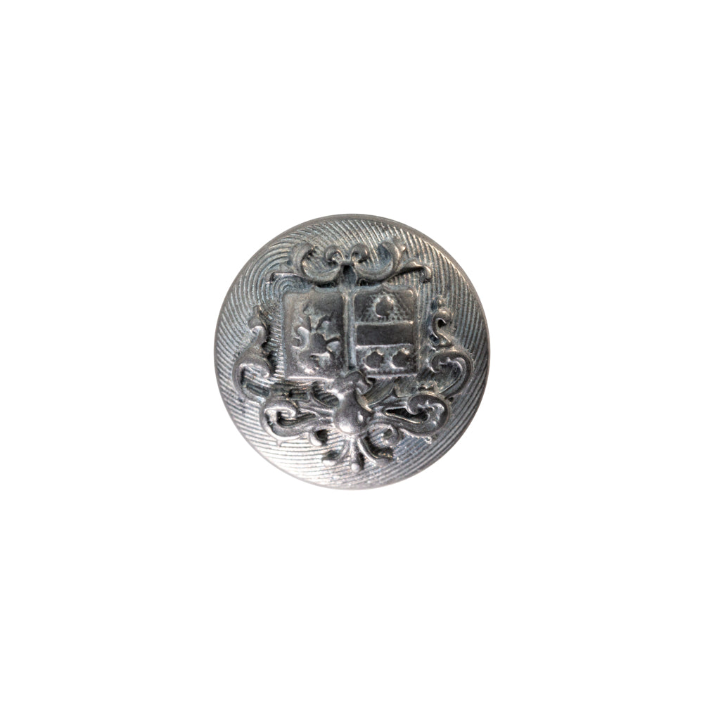 Italian Gray Metal Shank Back Button - 24L/15mm Italian Gray Metal Shank Back Button - 24L/15mm