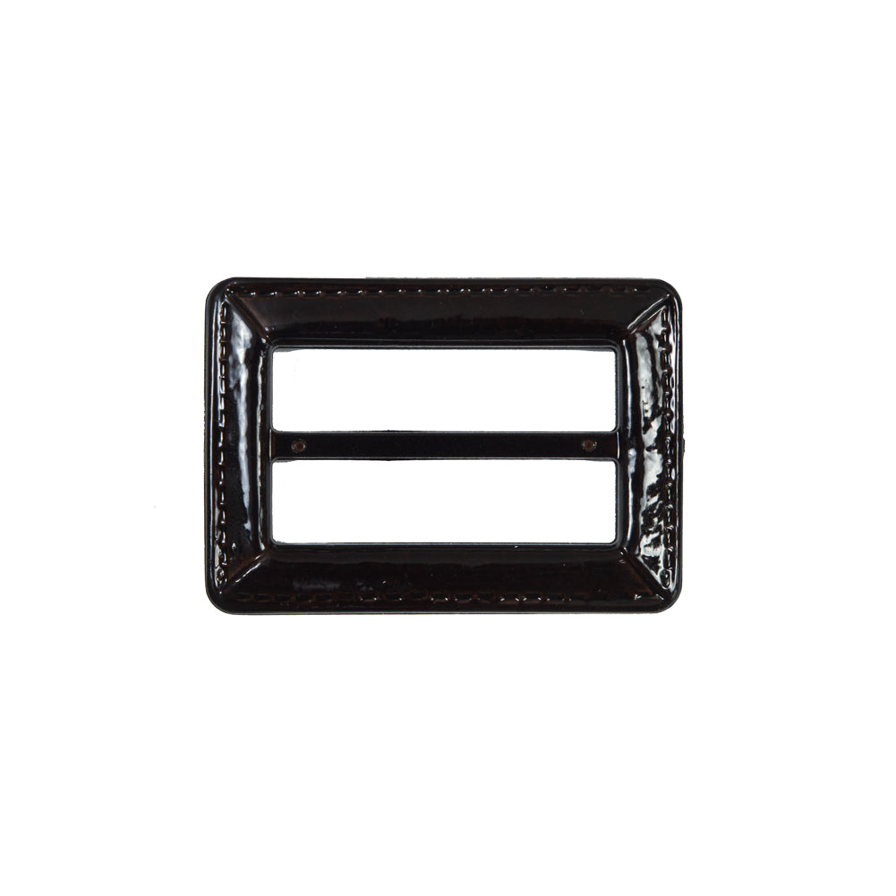 Dark Brown Laquered Leather Buckle - 2" x 1" Detail Dark Brown Laquered Leather Buckle - 2" x 1" Detail