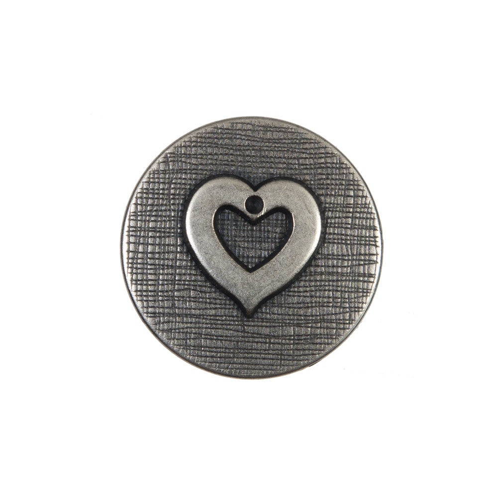 Silver Metal Heart Shank Back Button - 36L/23mm Silver Metal Heart Shank Back Button - 36L/23mm