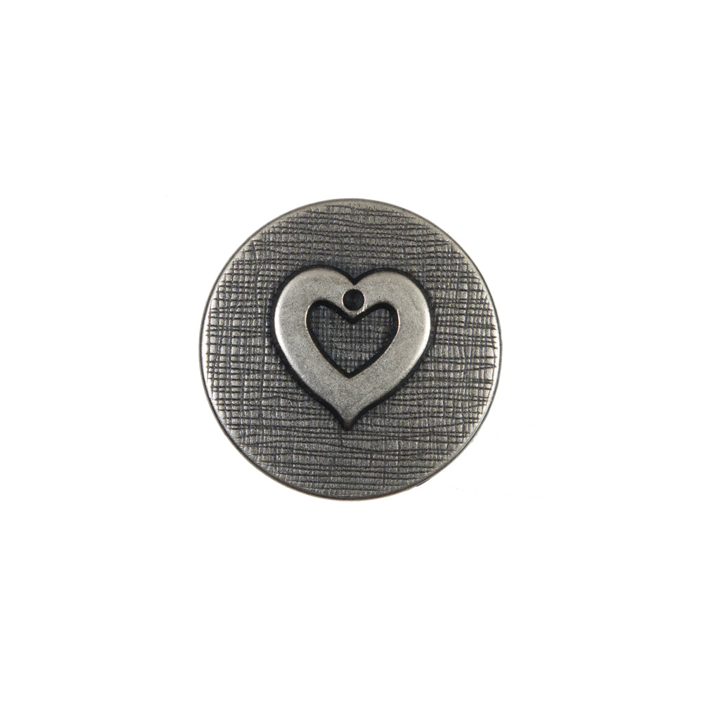 Silver Metal Heart Shank Back Button - 28L/18mm Silver Metal Heart Shank Back Button - 28L/18mm