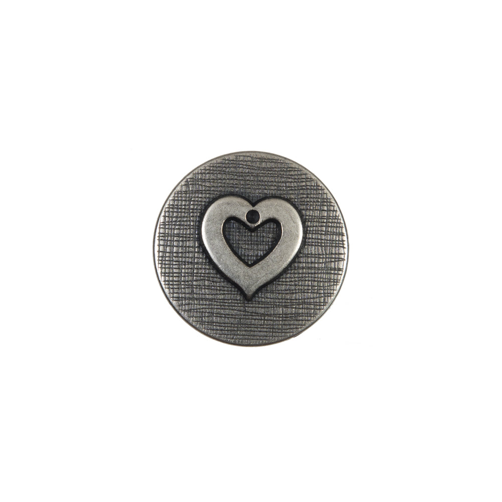 Silver Metal Heart Shank Back Button - 24L/15mm Silver Metal Heart Shank Back Button - 24L/15mm