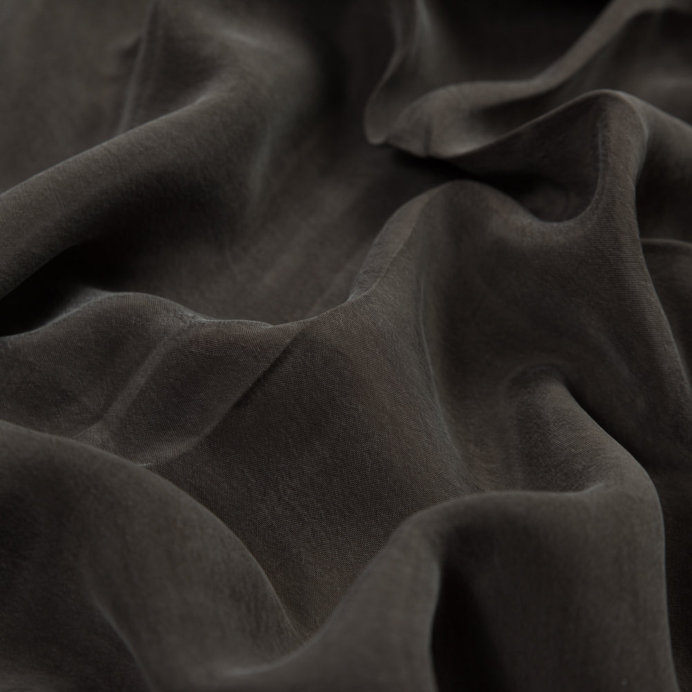 Dusty Olive Cupro Plain Dyed Certified Vegan Fabric Full Dusty Olive Cupro Plain Dyed Certified Vegan Fabric Full