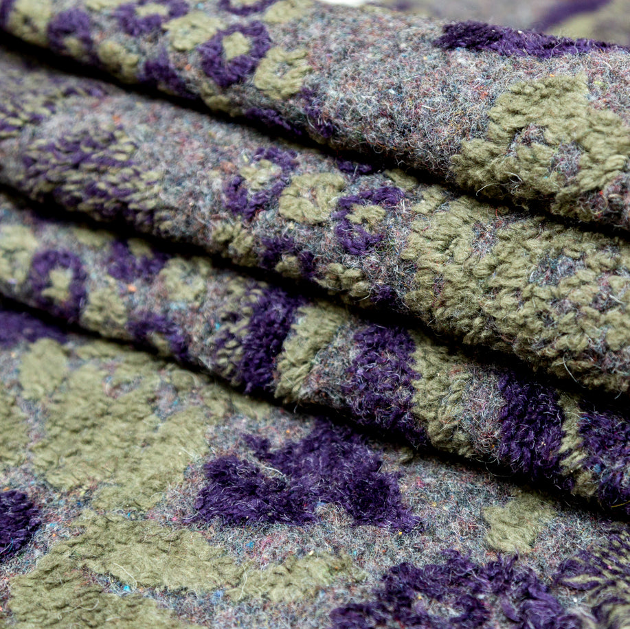 Italian Green and Purple Pattern Play Chunky Wool Knit Detail Italian Green and Purple Pattern Play Chunky Wool Knit Detail