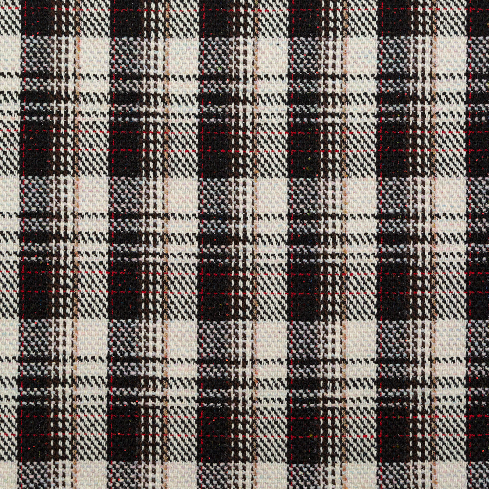 Black, Ivory and Red Plaid Tweed with Sequins Black, Ivory and Red Plaid Tweed with Sequins