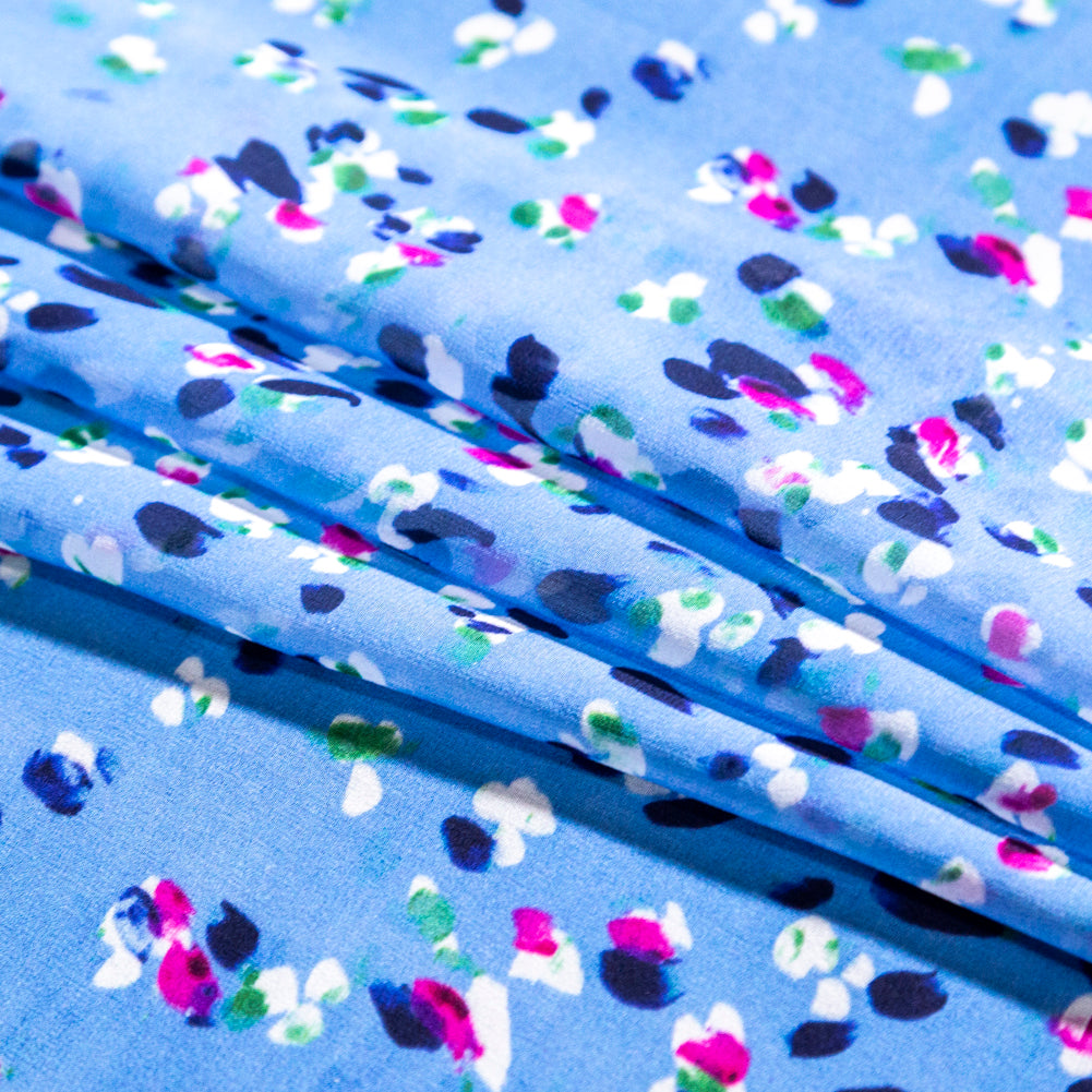 Carolina Herrera Light Blue, Green and Pink Abstract Printed Silk Chiffon Folded Carolina Herrera Light Blue, Green and Pink Abstract Printed Silk Chiffon Folded