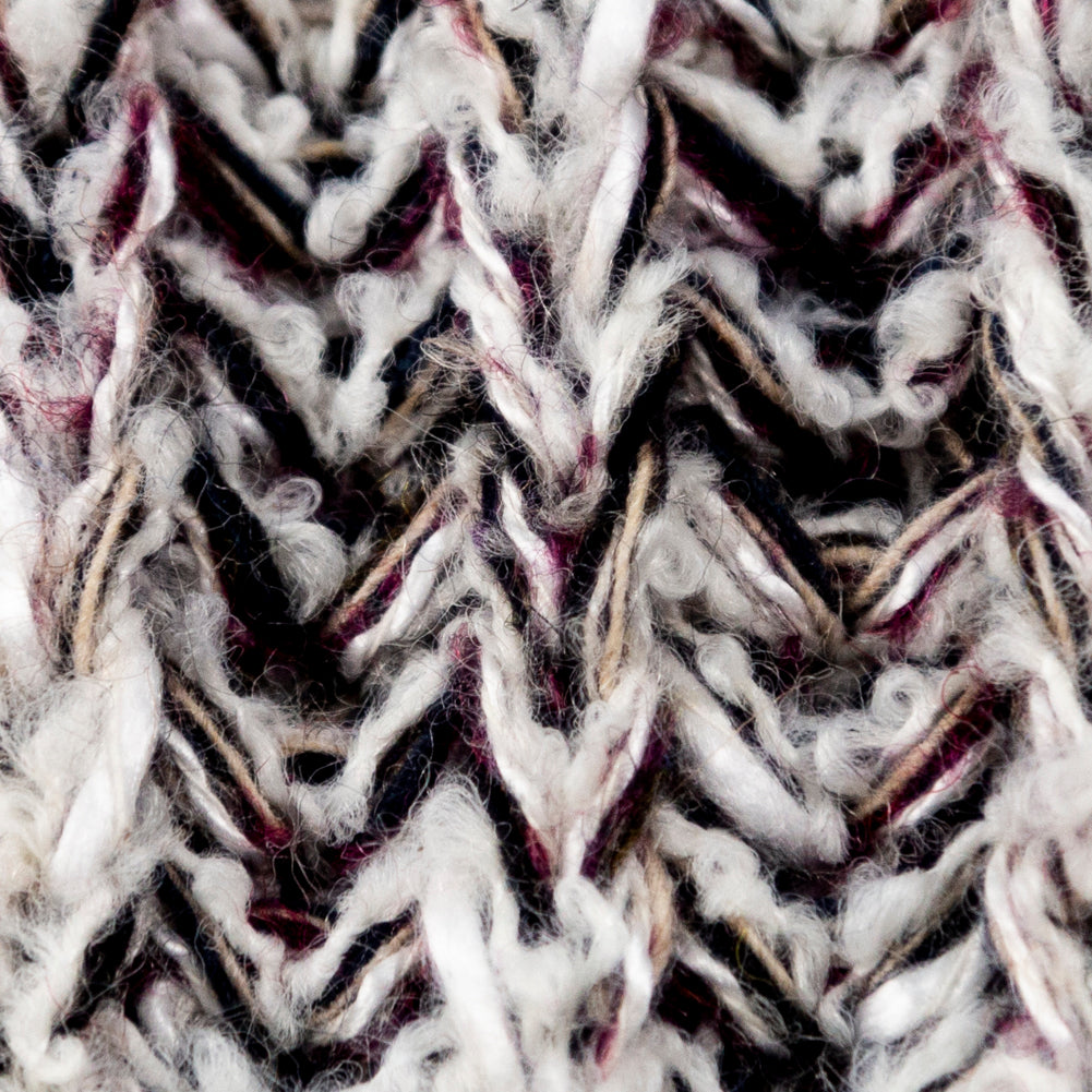 White and Burgundy Chunky Wool Knit Full White and Burgundy Chunky Wool Knit Full